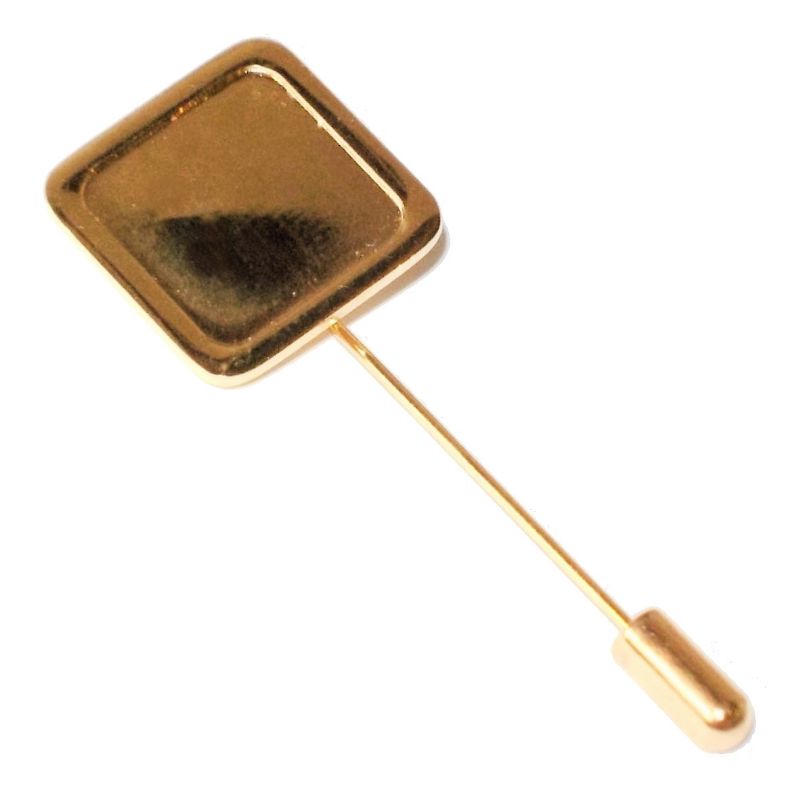 Stick Pin Blank 16mm Square Gold